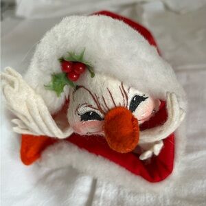 Annalee Red and White Duck in Santa Cap